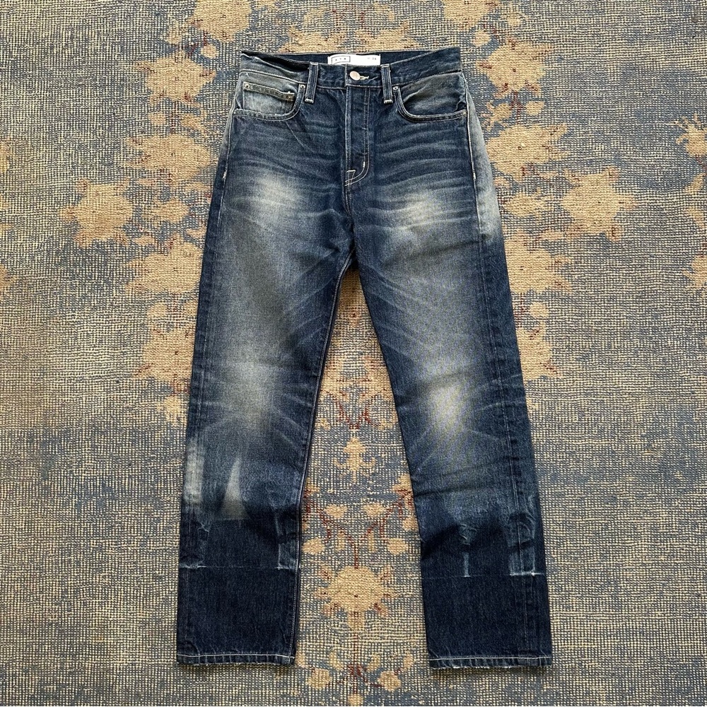 AYR Women's Straight Leg Jeans - Distressed Dark Blue Wash